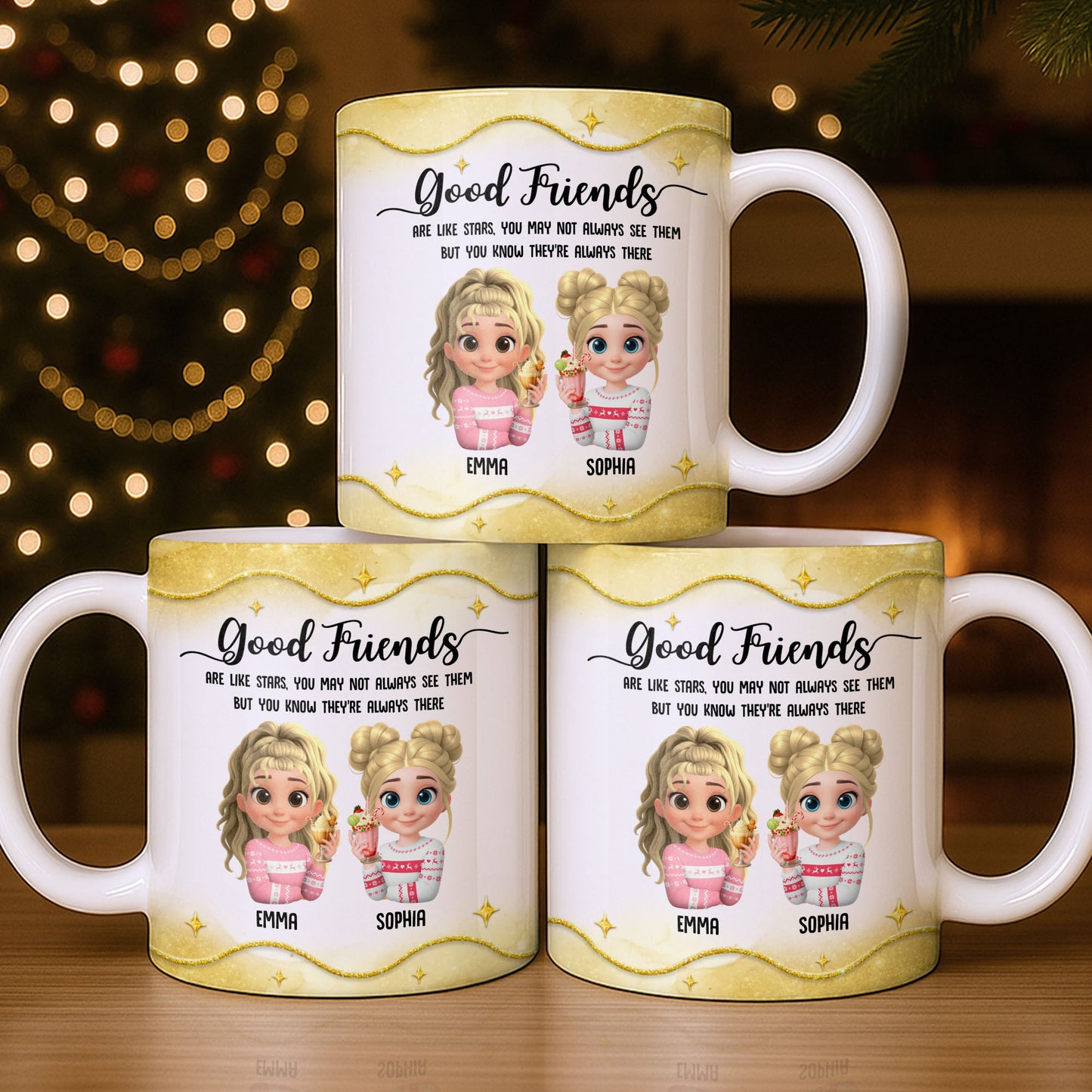 Good Friends Are Like Stars, Girls Holding Hot Cocoa