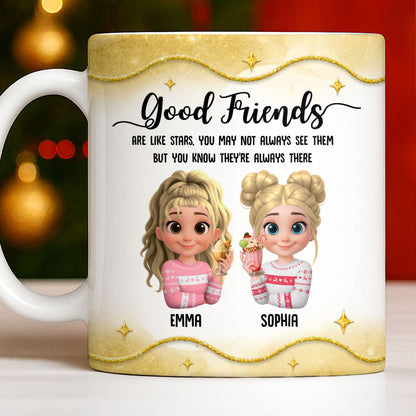 Good Friends Are Like Stars, Girls Holding Hot Cocoa