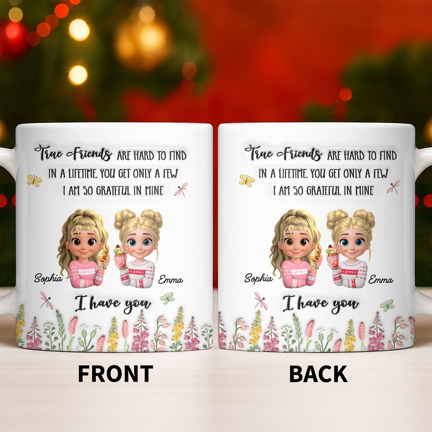 True Friends Are Hard To Find, Cartoon Characters And Flowers