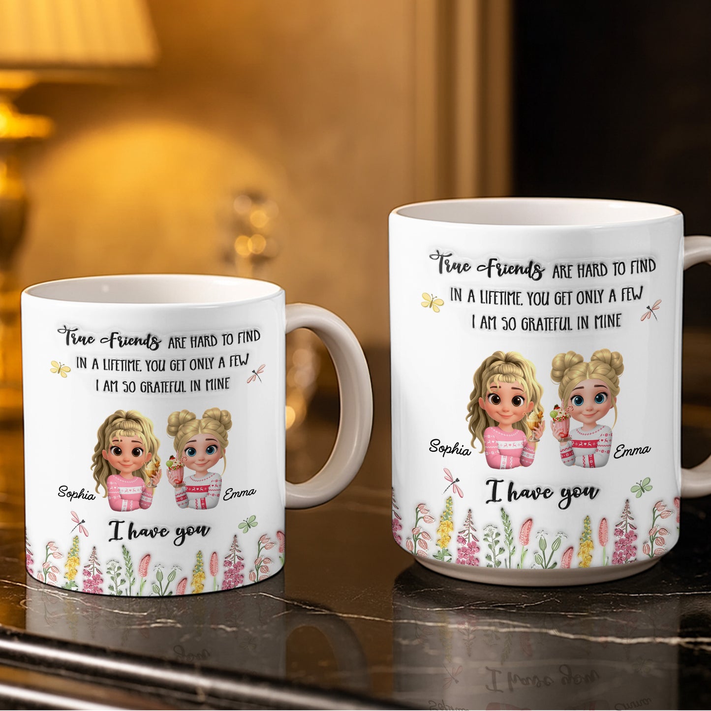 True Friends Are Hard To Find, Cartoon Characters And Flowers