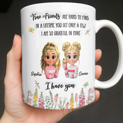 True Friends Are Hard To Find, Cartoon Characters And Flowers