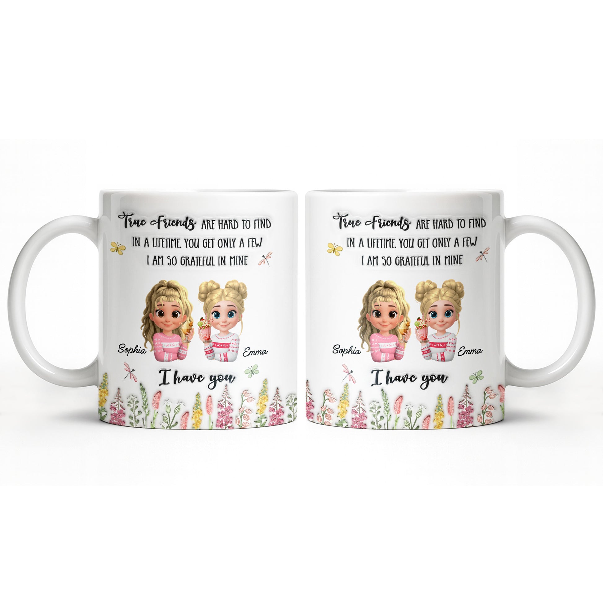 True Friends Are Hard To Find, Cartoon Characters And Flowers