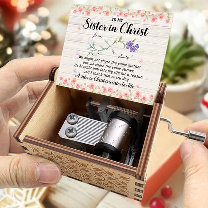 To My Sister In Christ, Flowers And Butterfly Design - Custom Music Box With "You Are My Sunshine" Tune - BST516_MZB