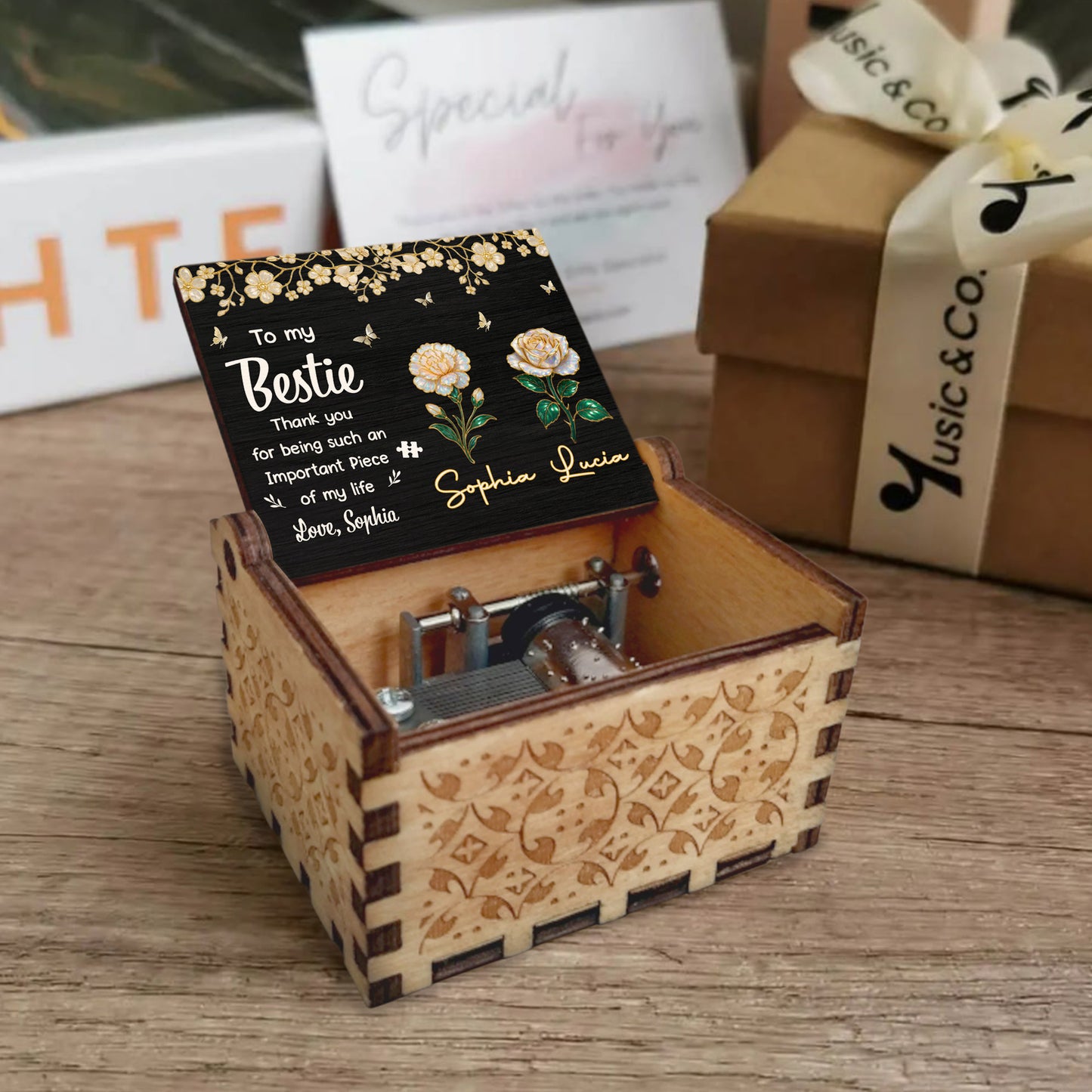 To My Bestie, Thank You, Flowers And Butterflies