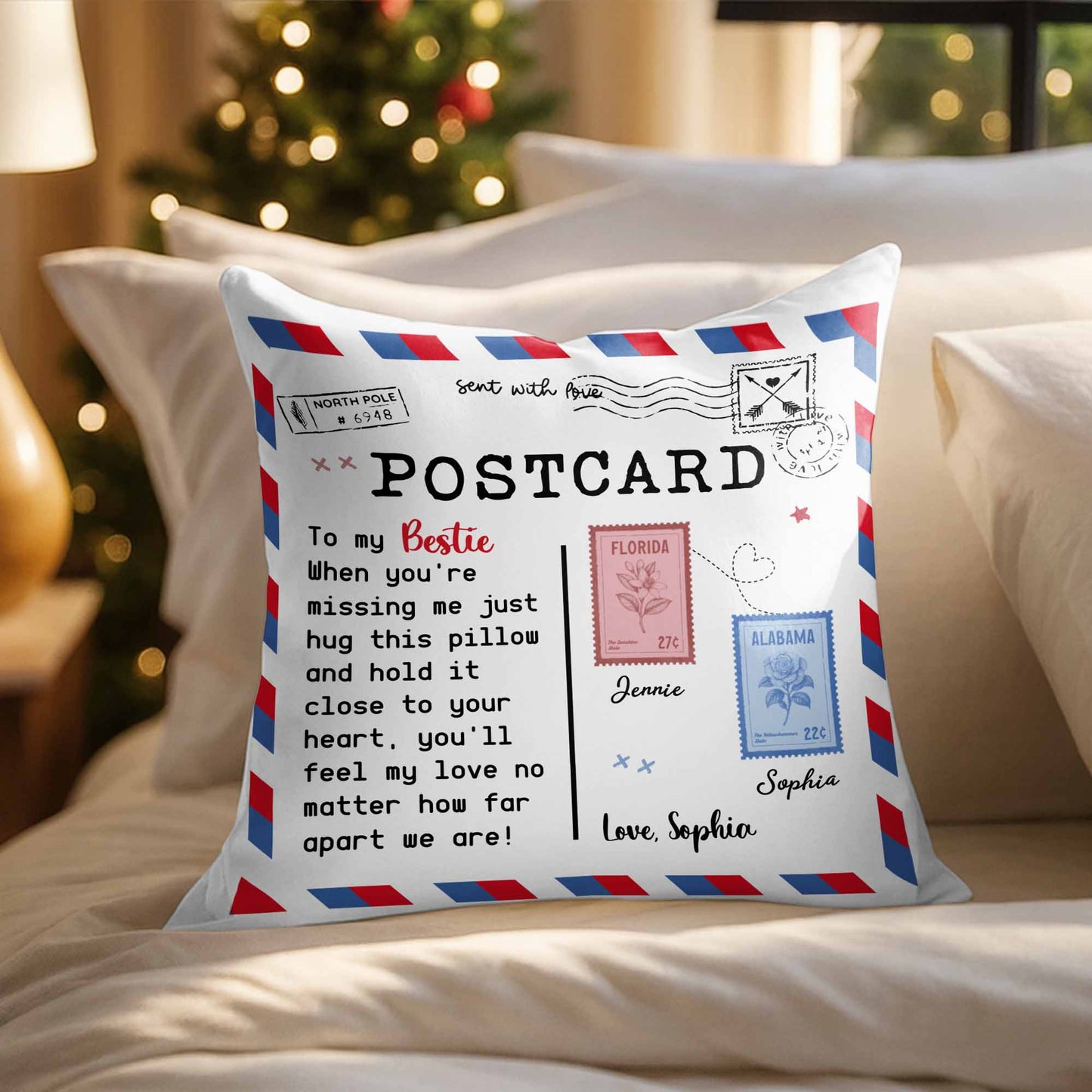 To My Bestie, Feel My Love With This Postcard Pillow