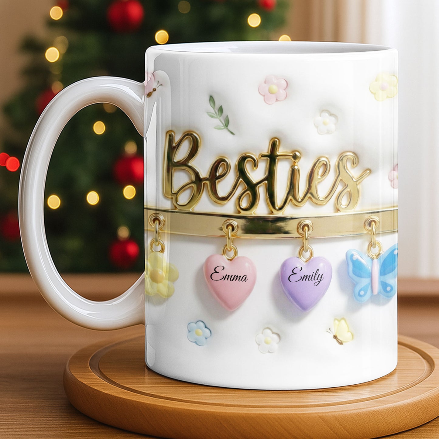 Besties with Flowers, Butterflies, and Hearts