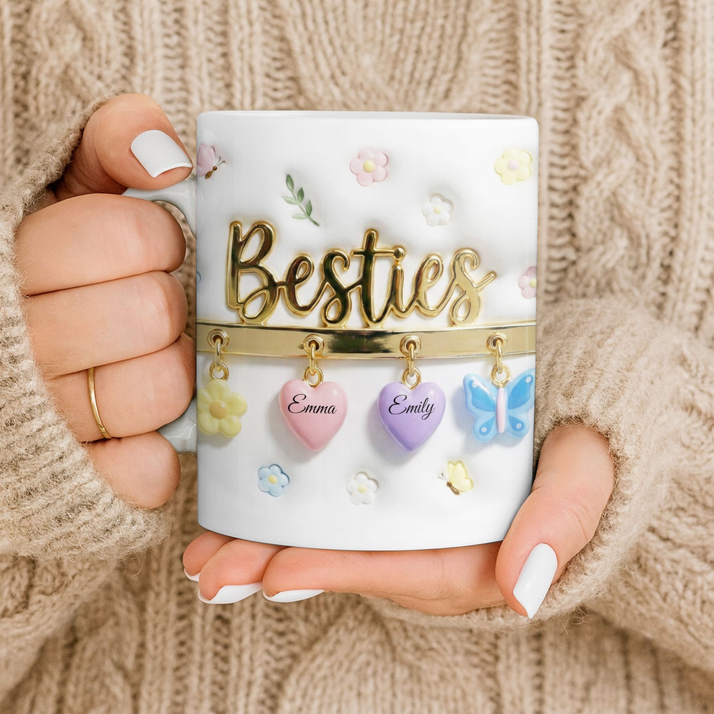 Besties with Flowers, Butterflies, and Hearts