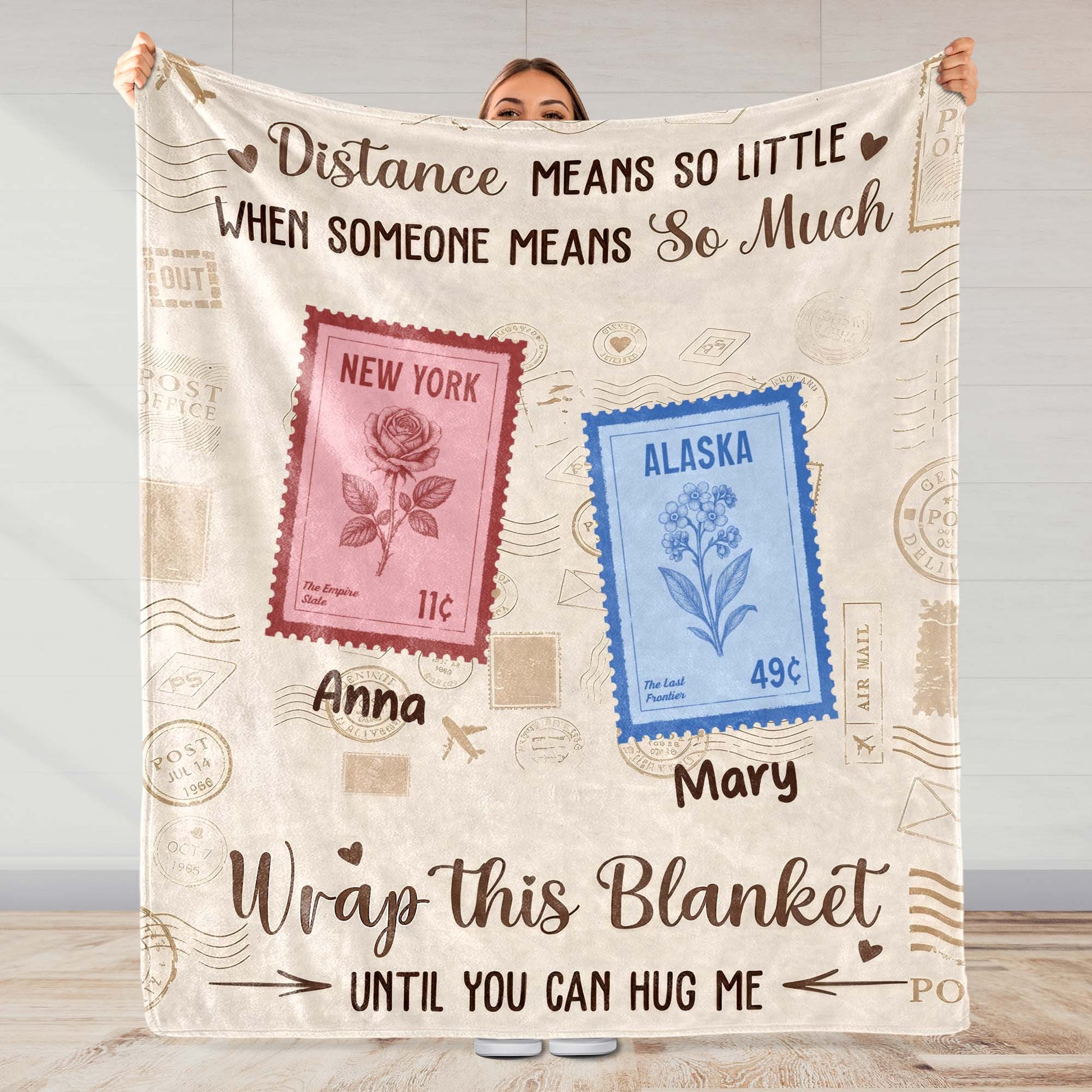 Distance Means So Little, Cozy Wrap Blanket With Postcards