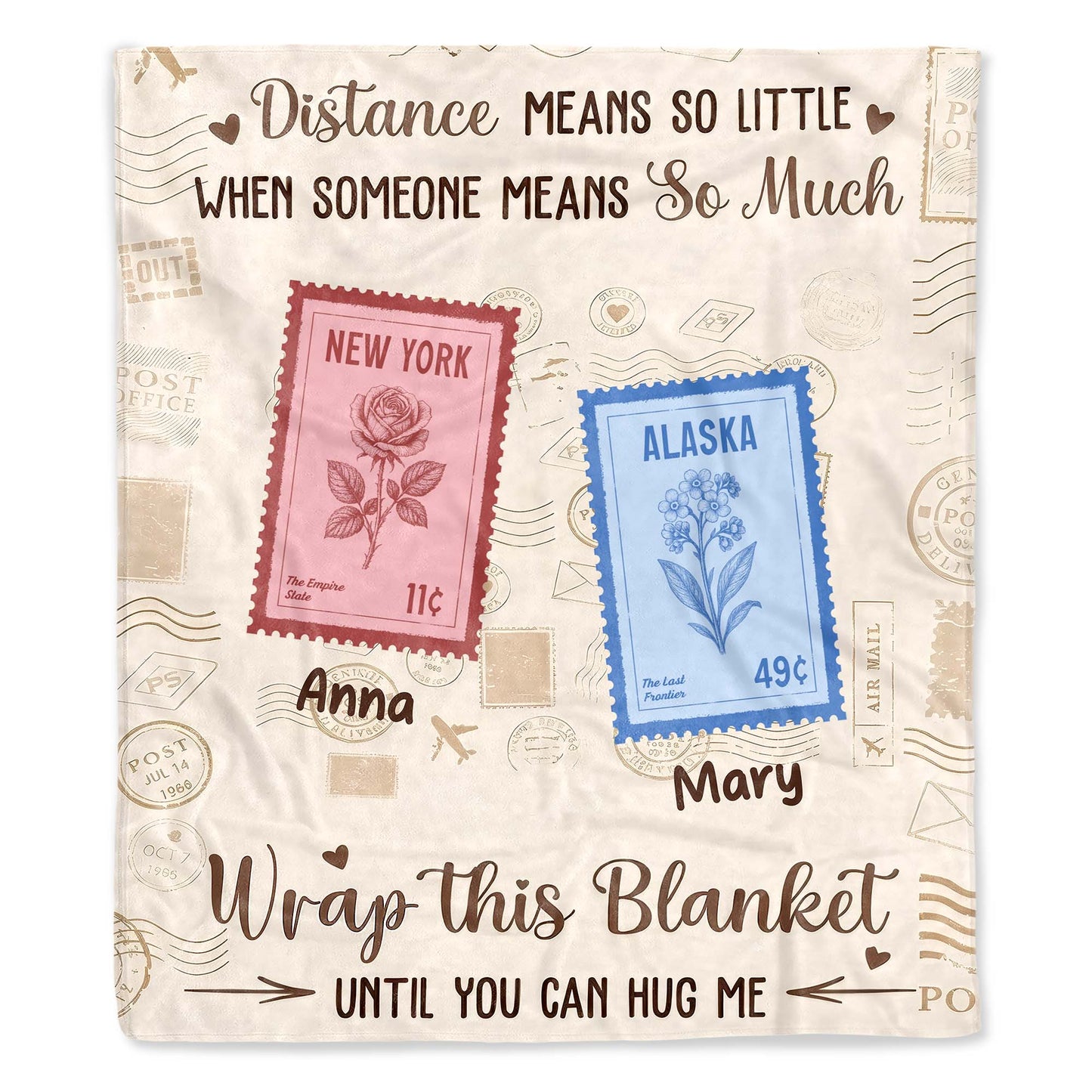 Distance Means So Little, Cozy Wrap Blanket With Postcards