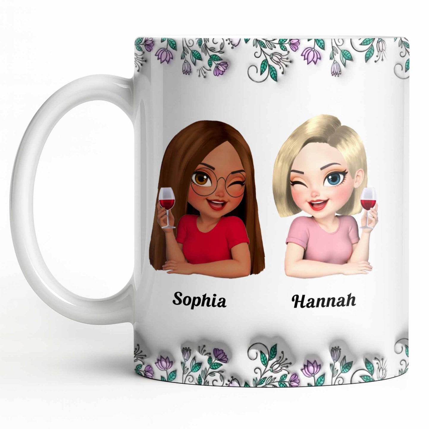 Celebrate Friendship With Personalized Coffee Mug Featuring Stylish Flowers
