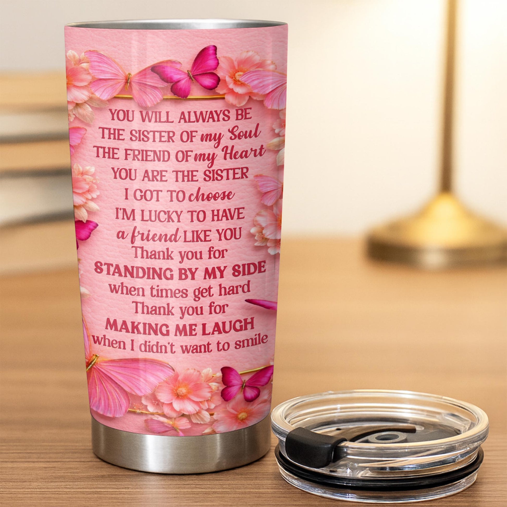 To My Bestie, Women Toasting With Flowers Stainless Steel Tumbler