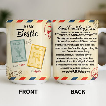 To My Bestie With Postage Stamp Design