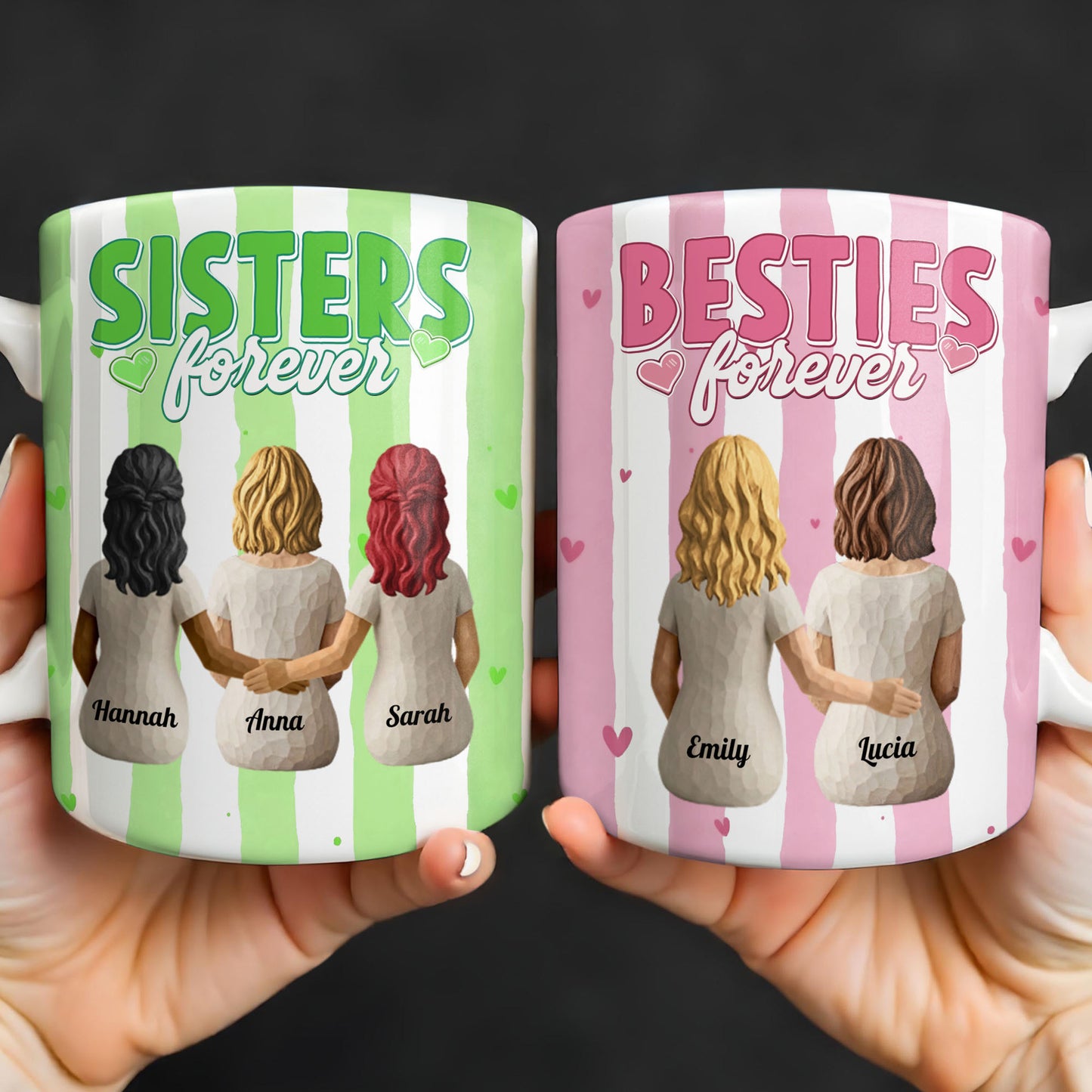 Sisters Forever Hearts And Love Design