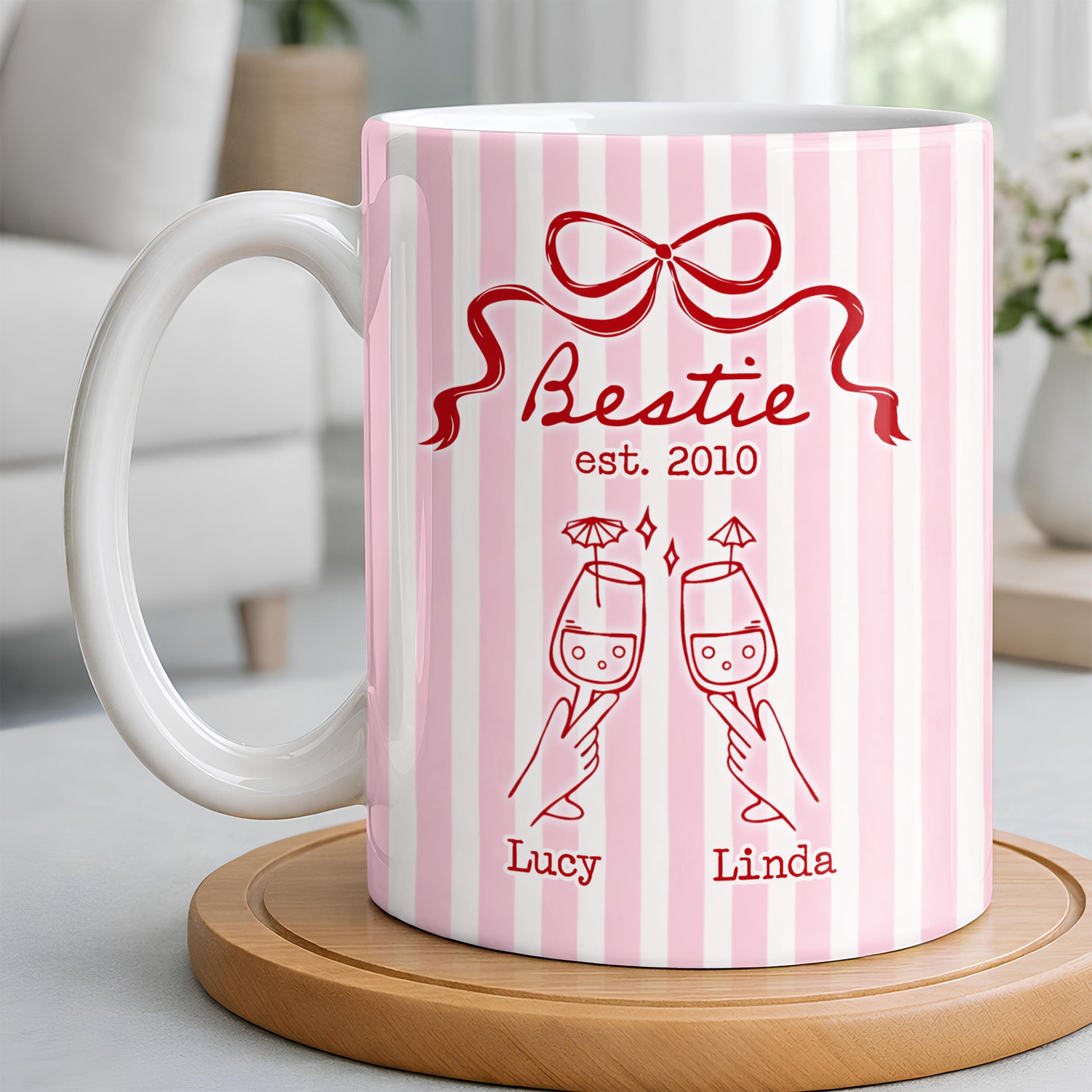 Thank You For Being My Unbiological Sister With Stripes And Wine Glasses