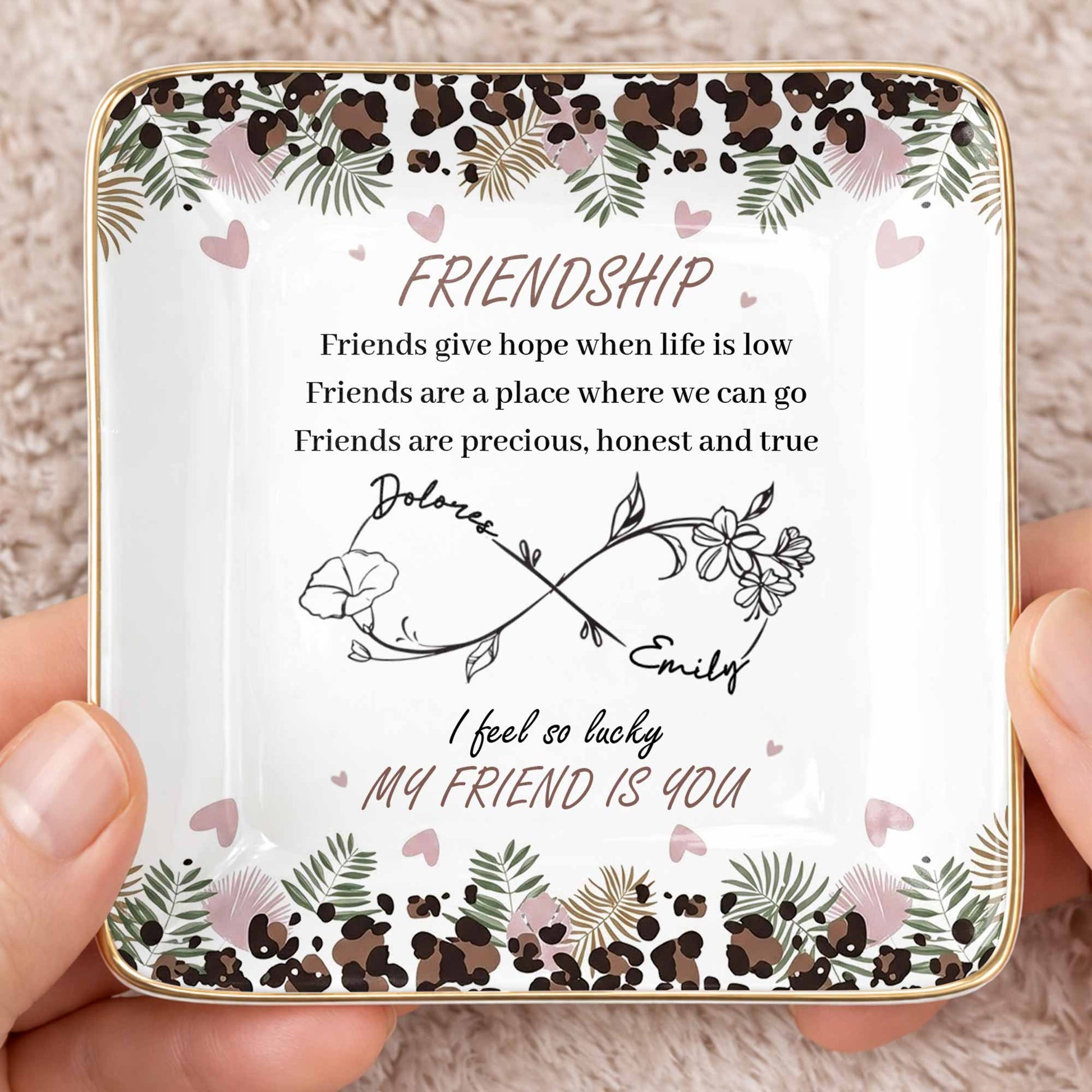 Friends Give Hope When Life Is Low, Flowers and Hearts Design