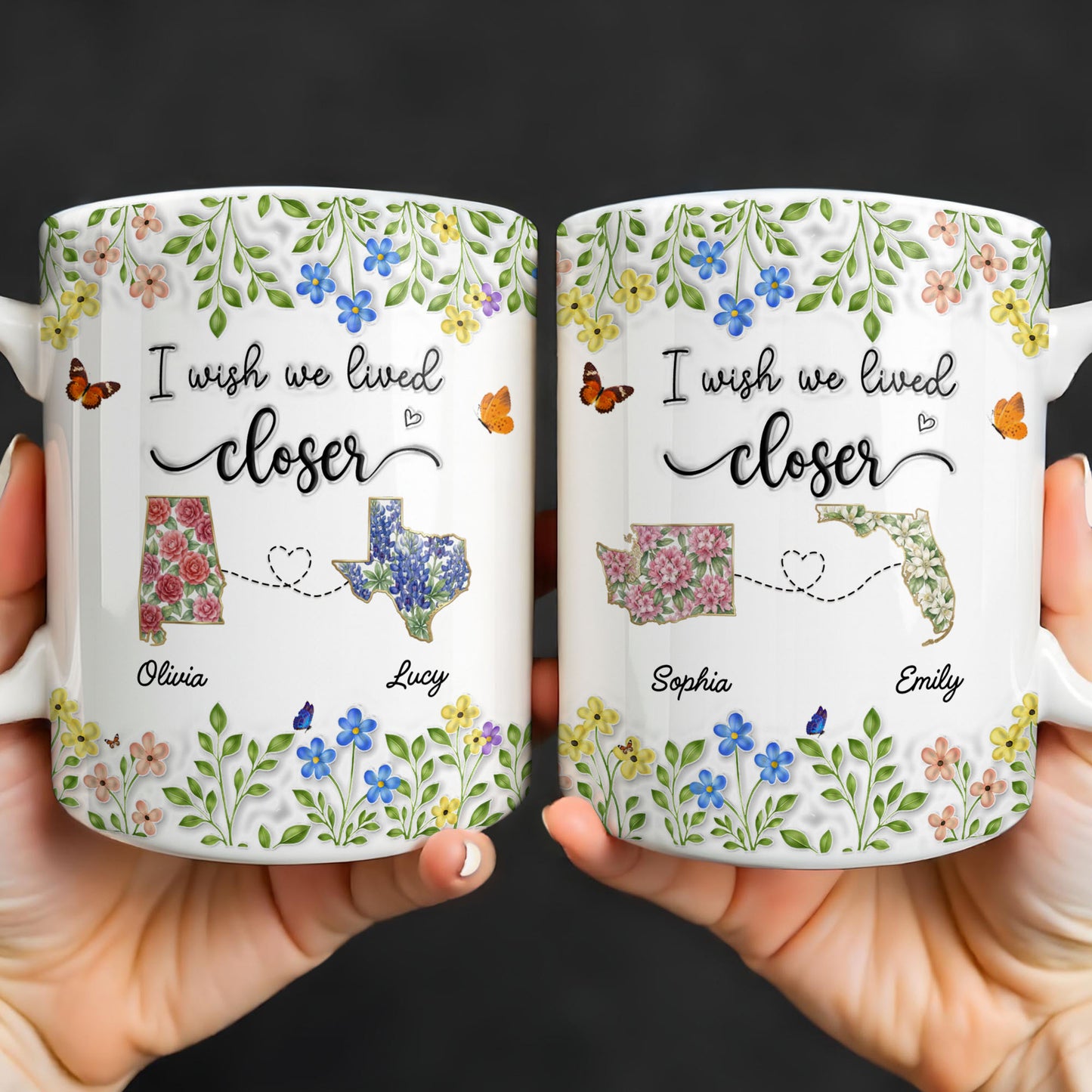 I Wish We Lived Closer Featuring Flowers and Butterfly