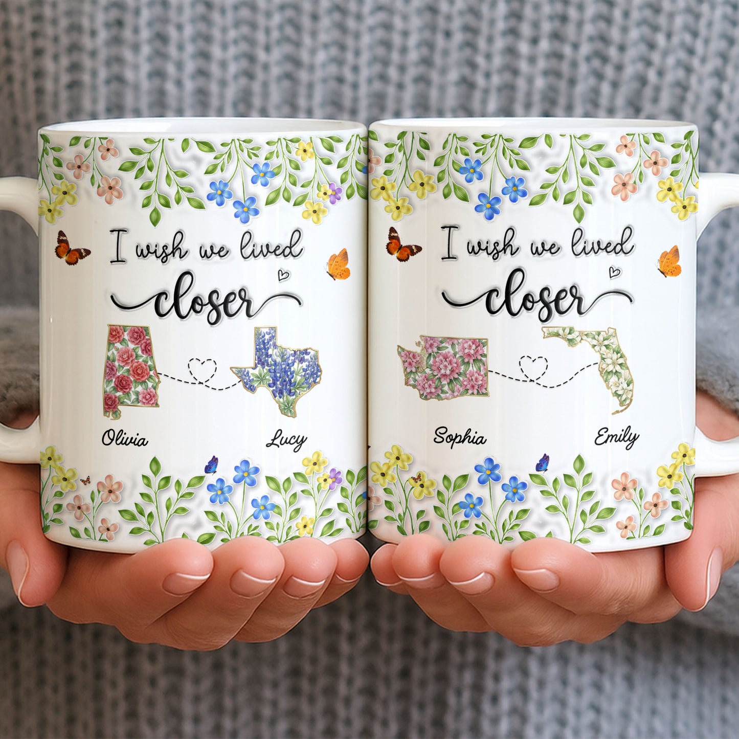 I Wish We Lived Closer Featuring Flowers and Butterfly