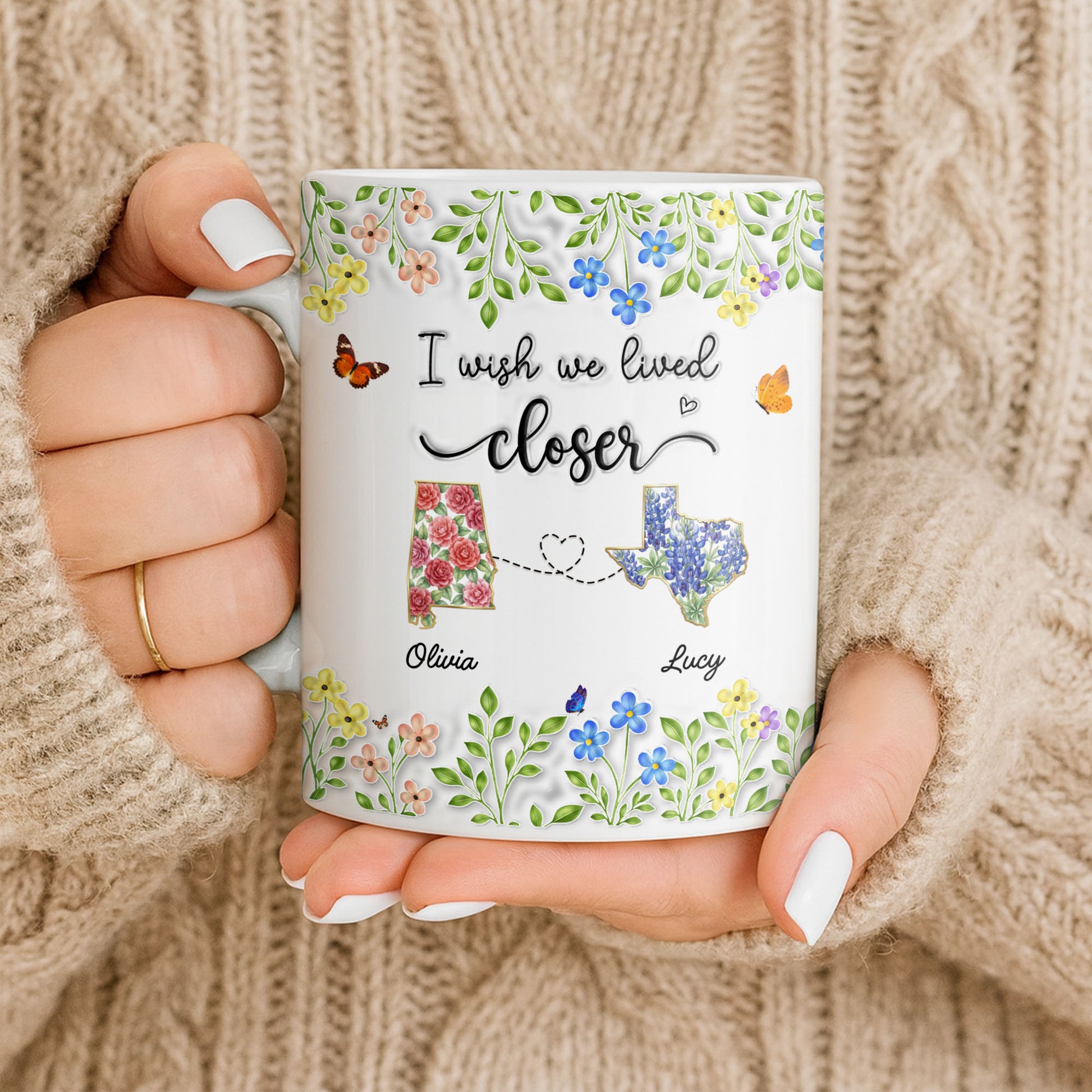 I Wish We Lived Closer Featuring Flowers and Butterfly