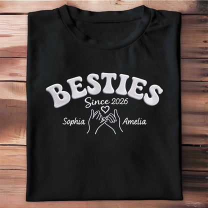 Besties Since Pinky Swear Hands And Heart Custom Name - Personalized Custom Unisex T-shirt, Hoodie - BST583_BBAS