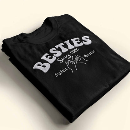 Besties Since Pinky Swear Hands And Heart Custom Name - Personalized Custom Unisex T-shirt, Hoodie - BST583_BBAS