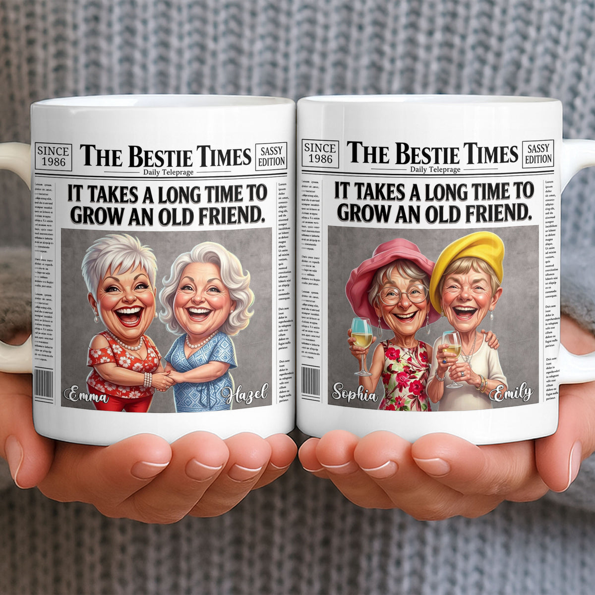 It's Take A Long Time To Grow An Old Friend Newspaper Bestie - Personalized Custom Coffee Mug - BST709_MG