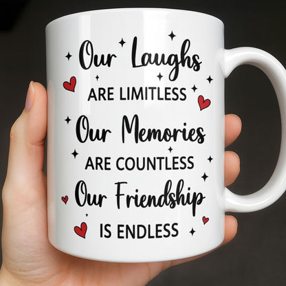 Besties Forever Our Laughs Are Limitless Hearts And Stars Custom Portrait - Personalized Custom Coffee Mug - BST719_MG