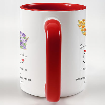 Though Miles May Lie Between Us Friendship Measured By The Heart Floral States - Personalized Custom Accent Mug - BST748_AMUG