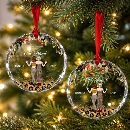It Takes A Long Time To Grow An Old Friend Leopard Besties - Personalized Custom Circle Glass Ornament - BST778_CGOR