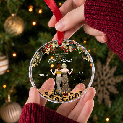 It Takes A Long Time To Grow An Old Friend Leopard Besties - Personalized Custom Circle Glass Ornament - BST778_CGOR