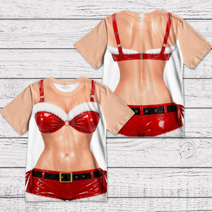 Christmas Squad Making Spirits Bright Bikini Santa Reindeer Elf Body Design - Personalized Custom Unisex All-Over Printed T-Shirt - BST792_3T