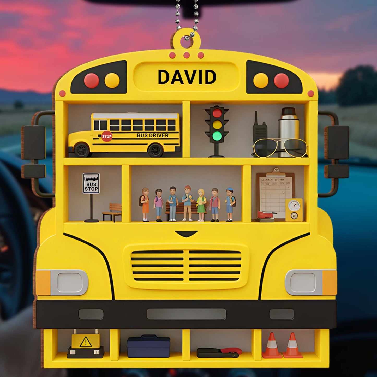 Custom School Bus Ornament For Bus Drivers And Teachers