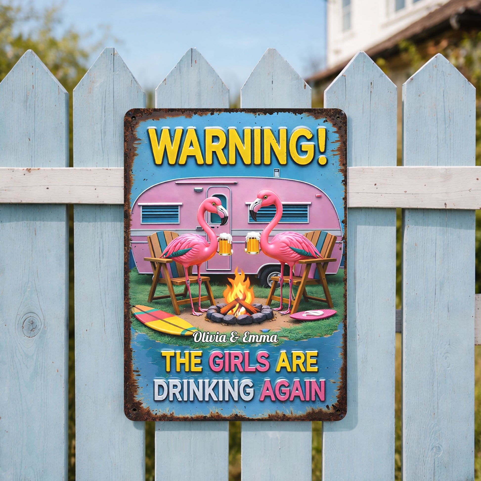 Warning The Girls Are Drinking Again Flamingos And Pink Camper