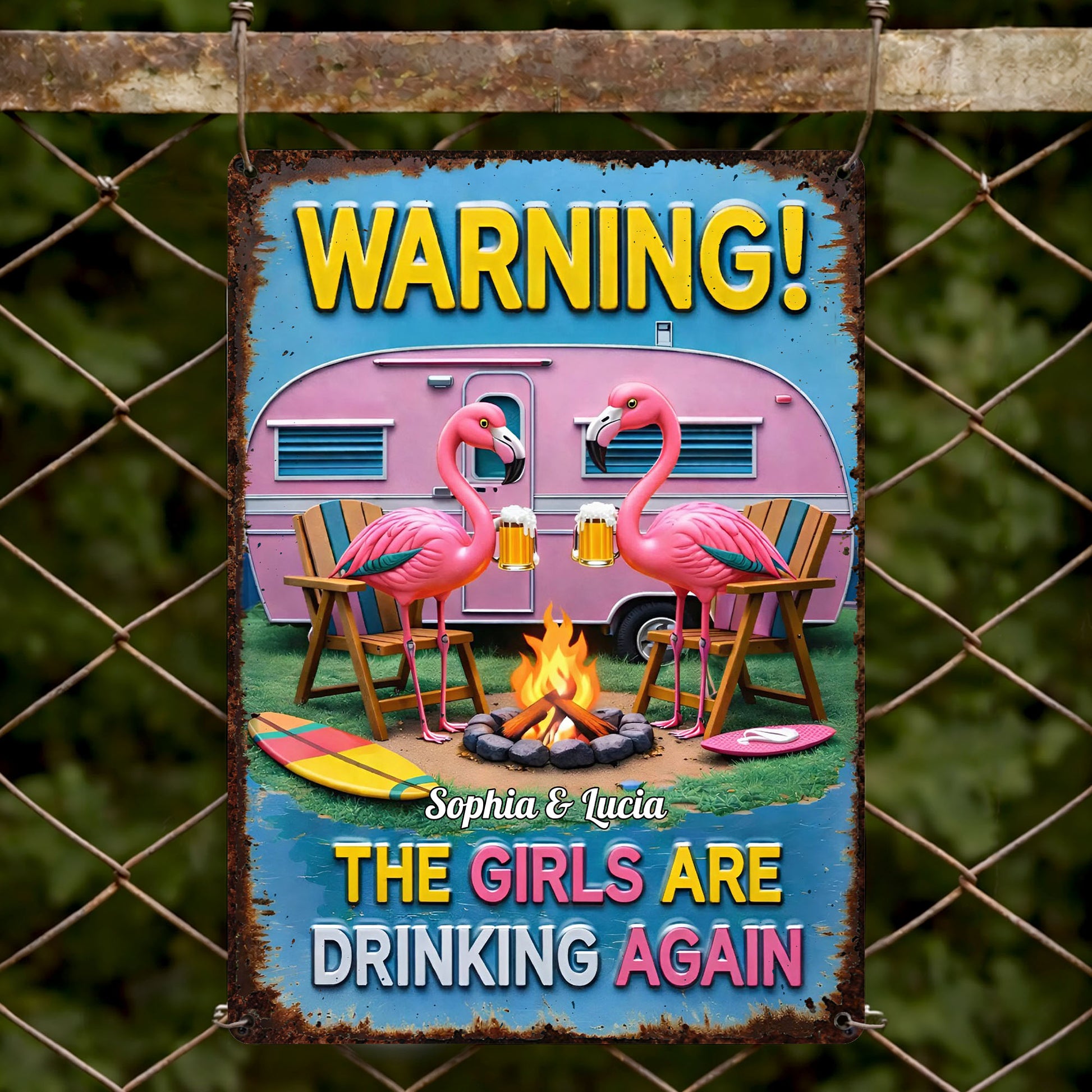 Warning The Girls Are Drinking Again Flamingos And Pink Camper