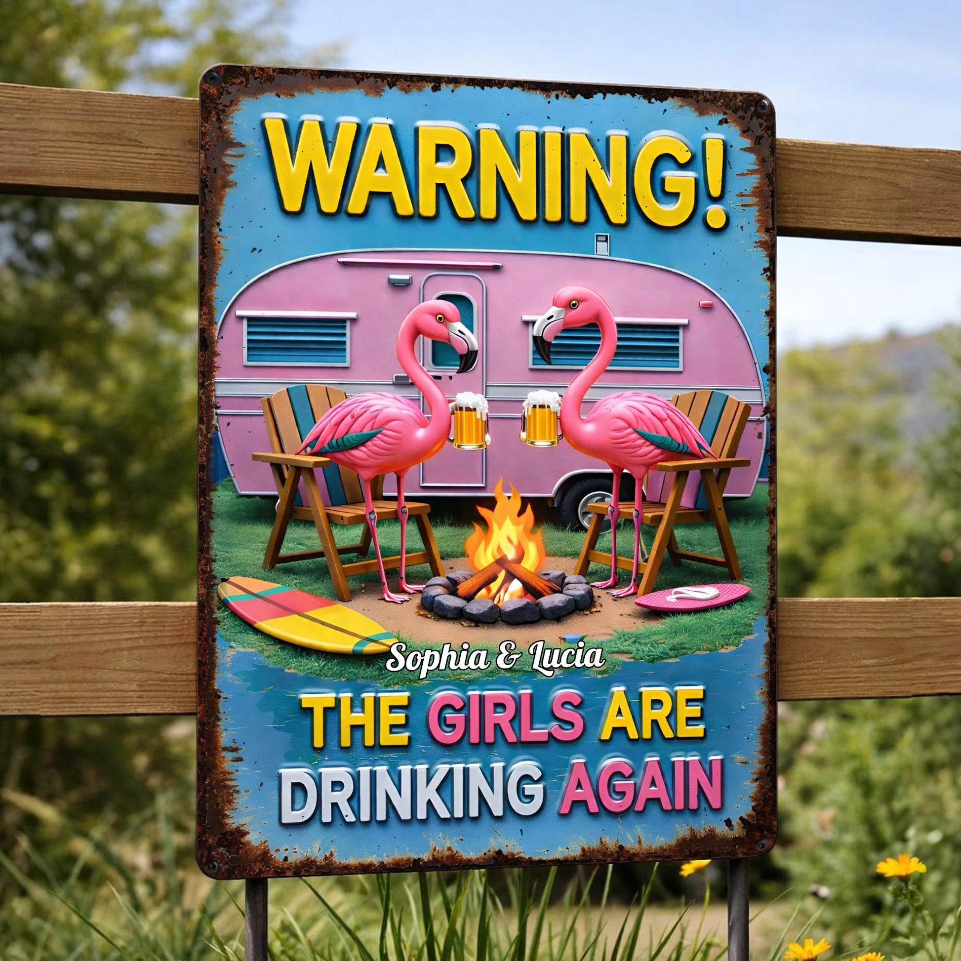 Warning The Girls Are Drinking Again Flamingos And Pink Camper