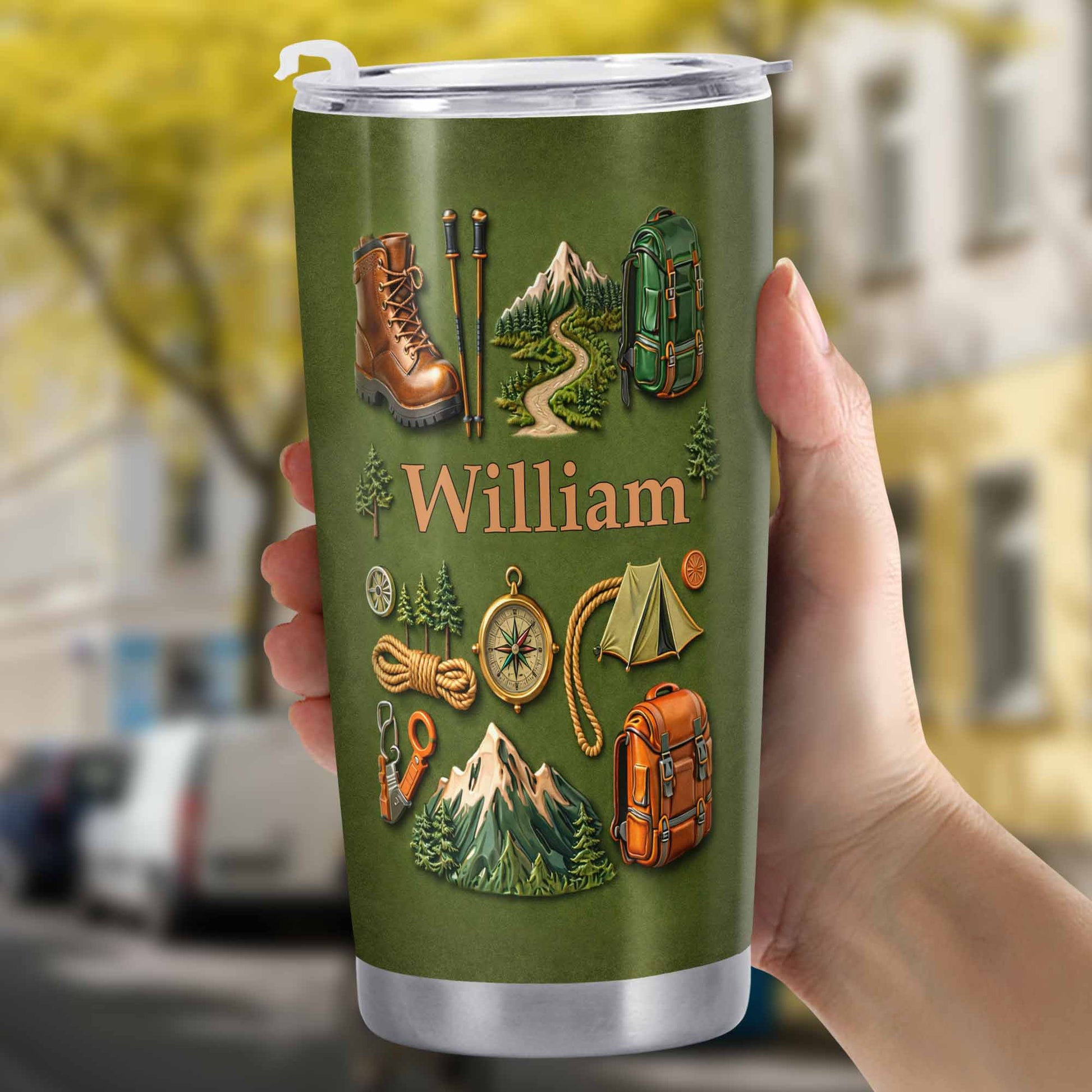 To [Name], Boots, Compass, Mountains, Tent, Backpack