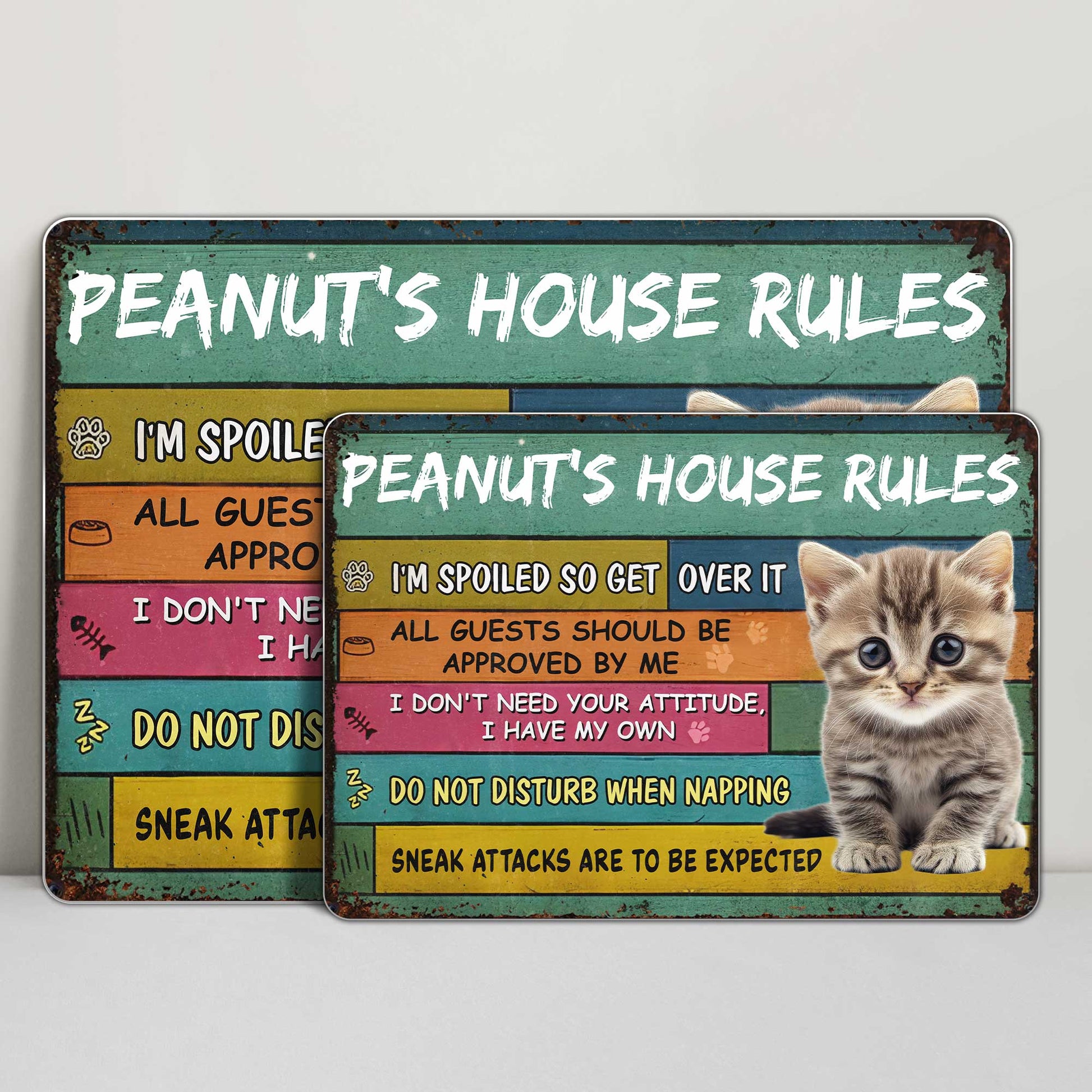 Peanut's House Rules, Kitten And Paw Print Decor