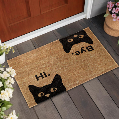 Hi Bark Funny Doormat With Cat And Dog Design