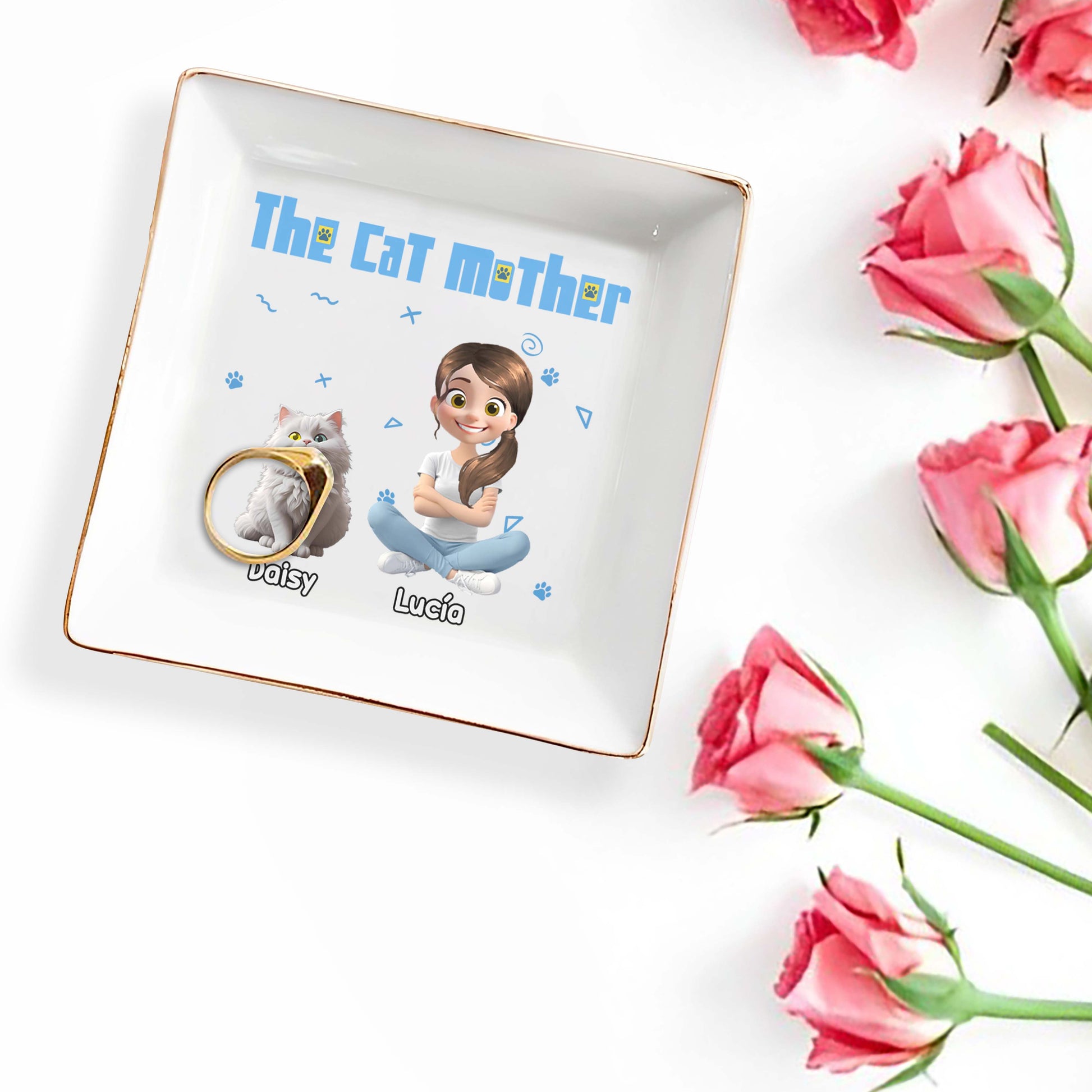 The Cat Mother, Ceramic Square Dish