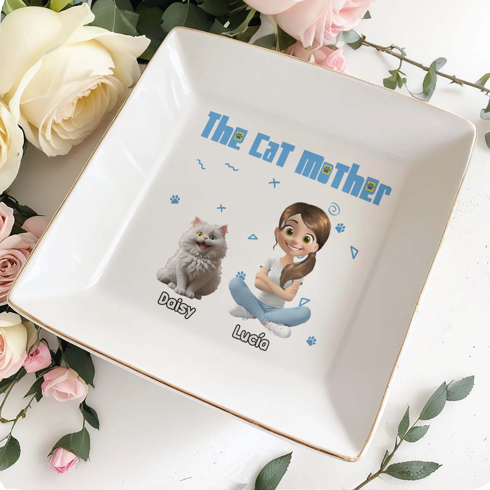 The Cat Mother, Ceramic Square Dish