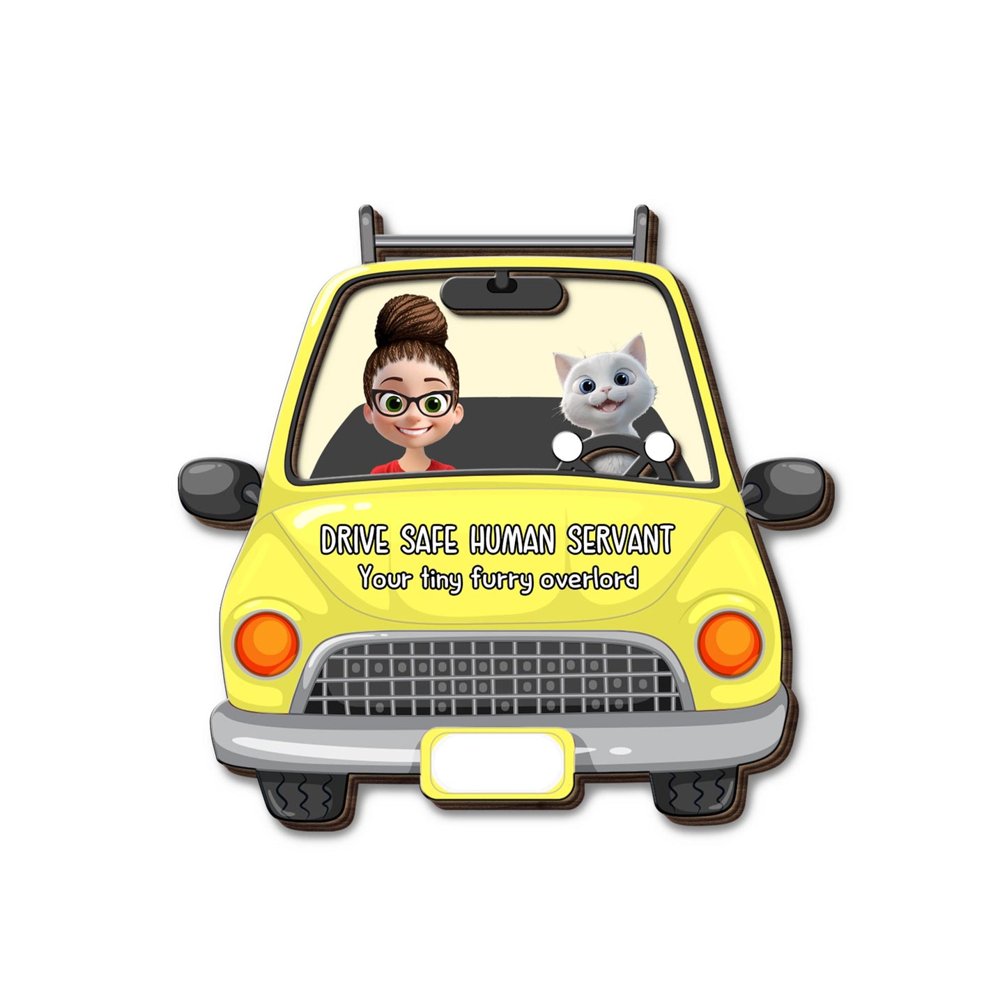 Drive Safe Human Servant Your Tiny Furry Overlord - Personalized Custom Shaped Car Visor Clip - CAT019_VIS