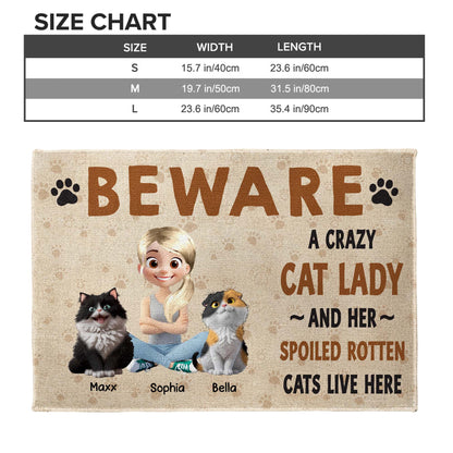 Beware A Crazy Cat Lady And Her Spoiled Rotten Cats Live Here, Cat And Woman