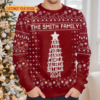 Célébrez la chaleur avec un pull familial festif - Sweat-shirt moche personnalisé, pull unisexe en laine - FAM104_TWS