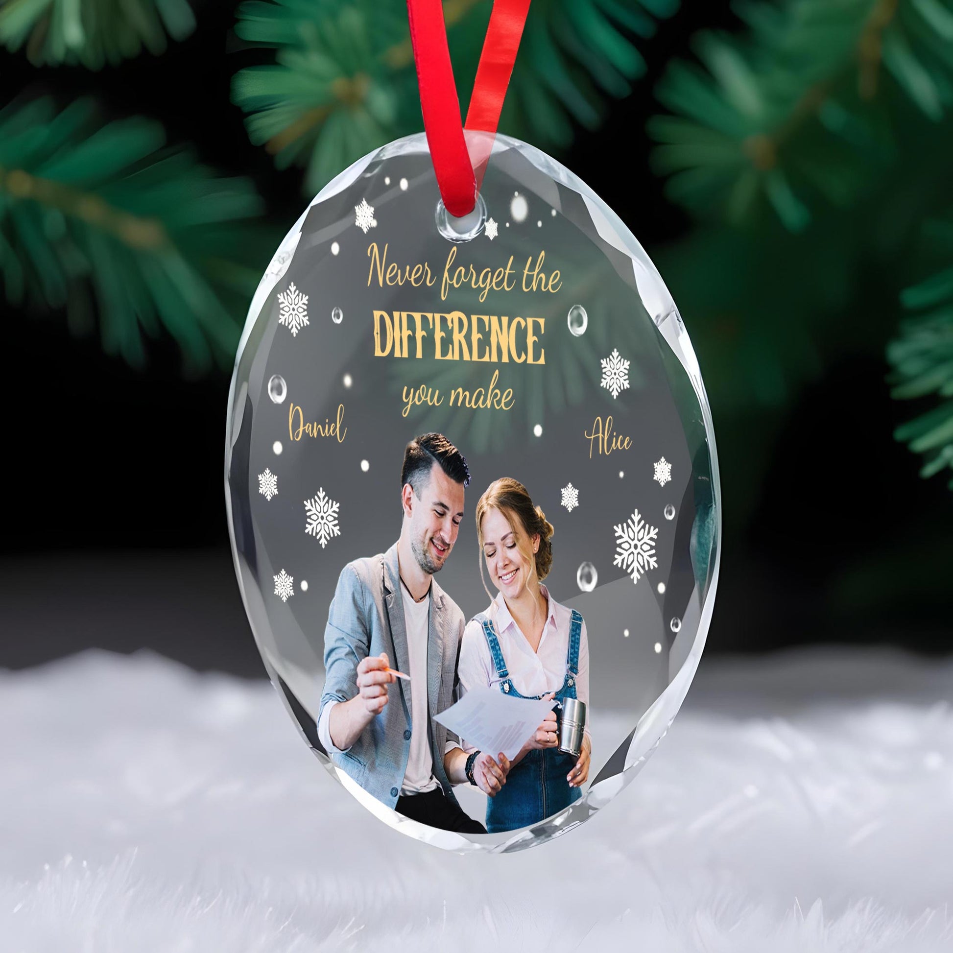 Never Forget The Difference You Make Snowflake Ornament