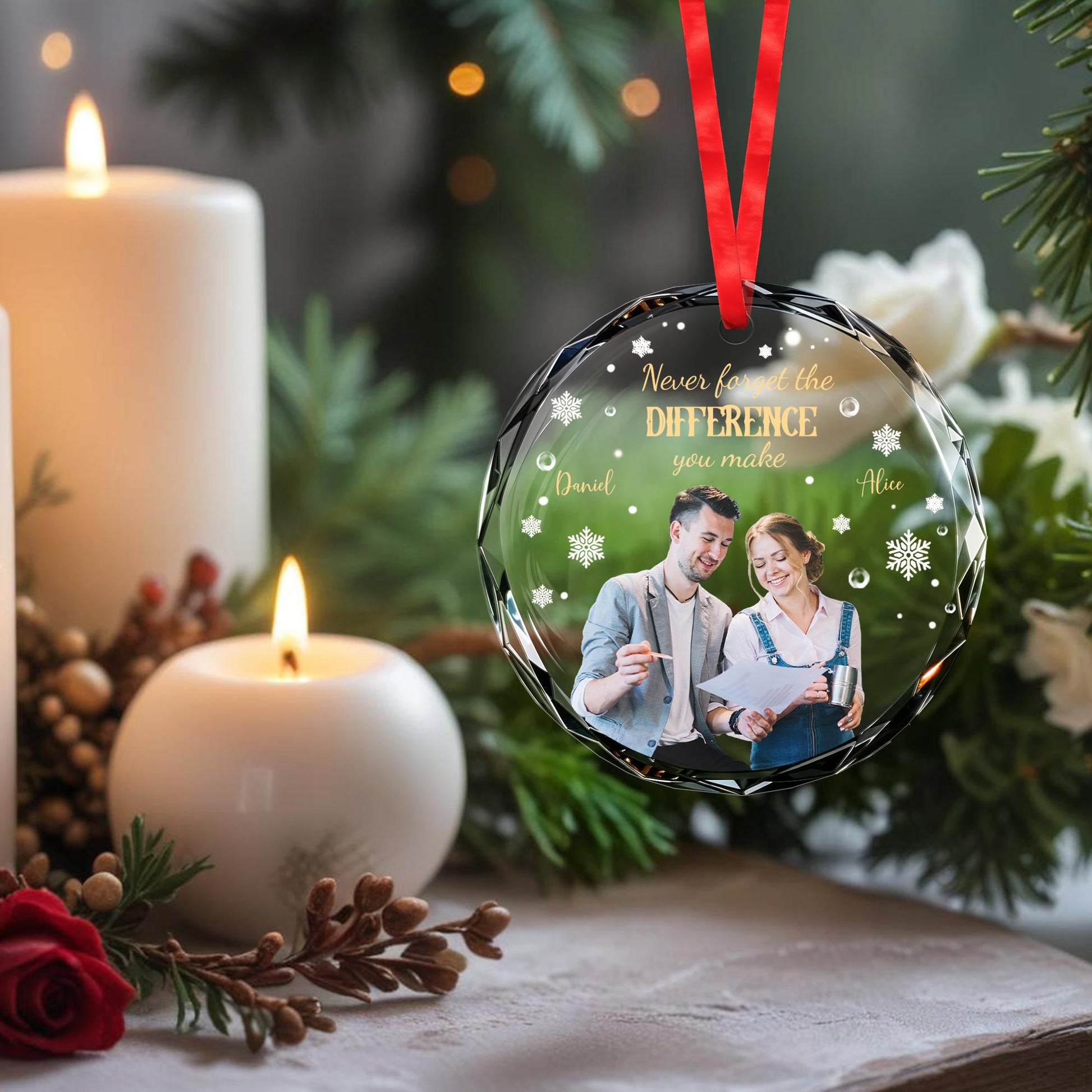 Never Forget The Difference You Make Snowflake Ornament