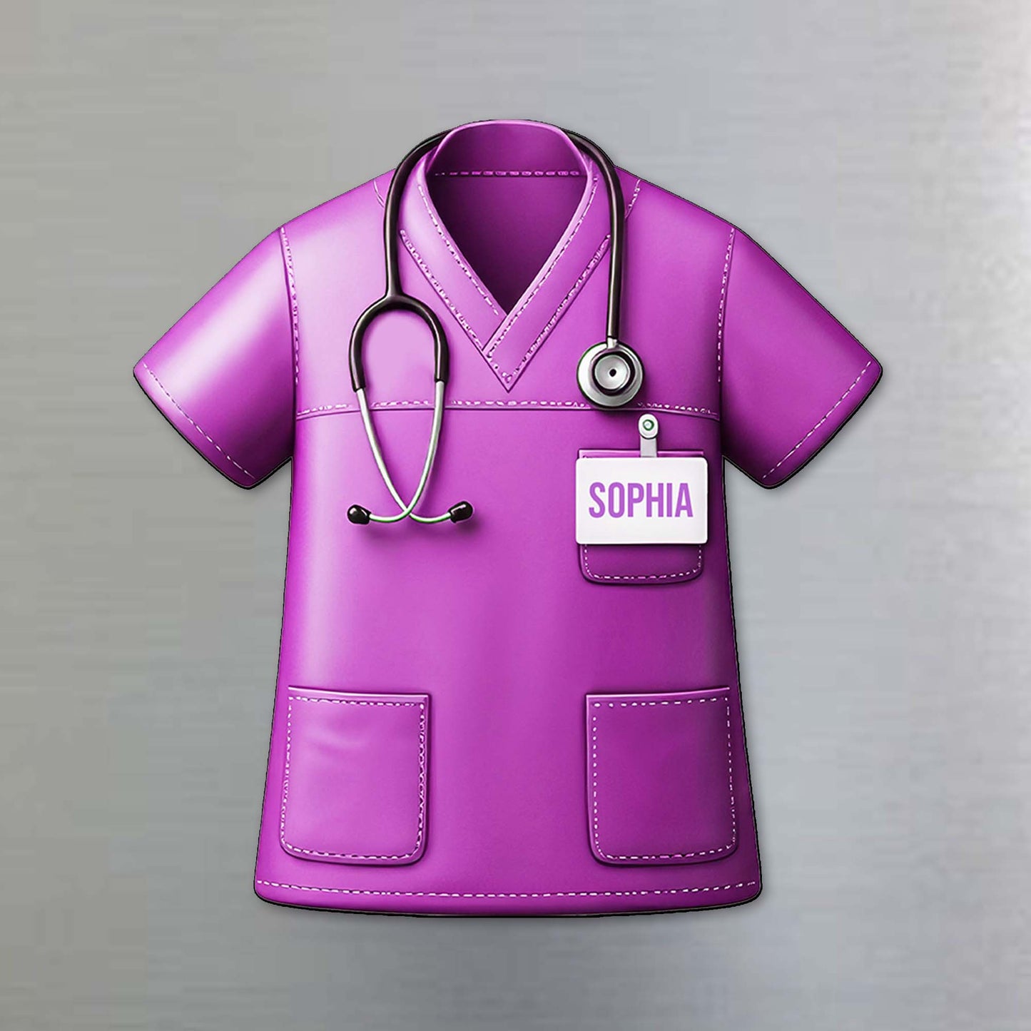 Personnalisez votre tenue d'infirmière avec un stéthoscope et une étiquette nominative - Aimant de réfrigérateur personnalisé - COL010_MAGN
