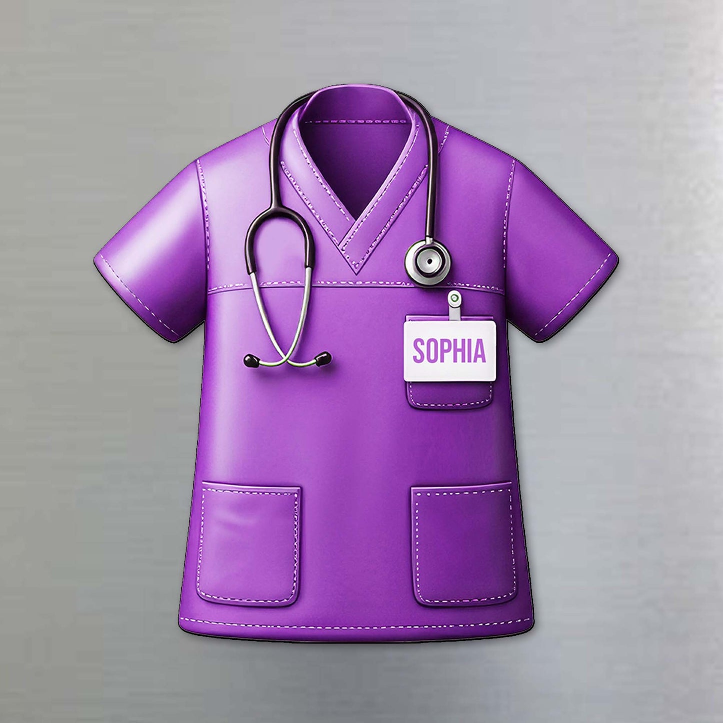 Personnalisez votre tenue d'infirmière avec un stéthoscope et une étiquette nominative - Aimant de réfrigérateur personnalisé - COL010_MAGN