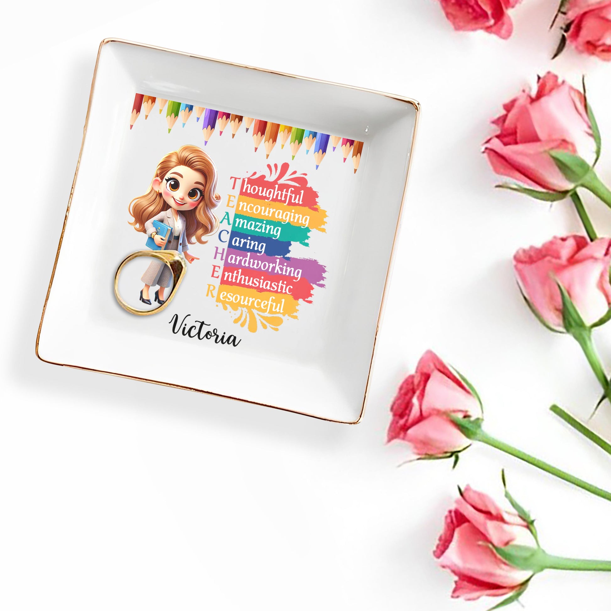 Thoughtful And Amazing Encouraging Jewelry Dish With Animated Character