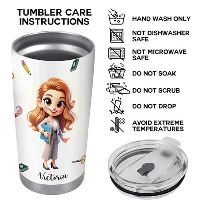 Thoughtful Teacher Tumbler With Paint Splashes and Education Symbols