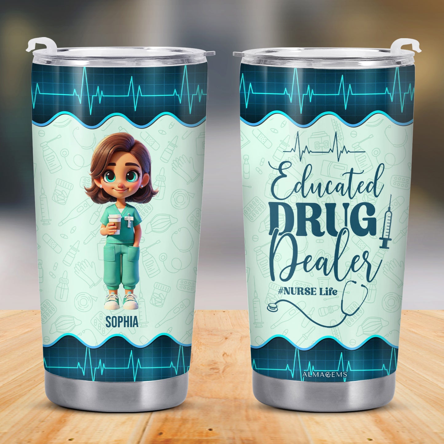 Educated Drug Dealer Nurse Life Tumbler With Medical Symbols - Personalized Custom Stainless Steel Tumbler 20oz 30oz - COL018_TB