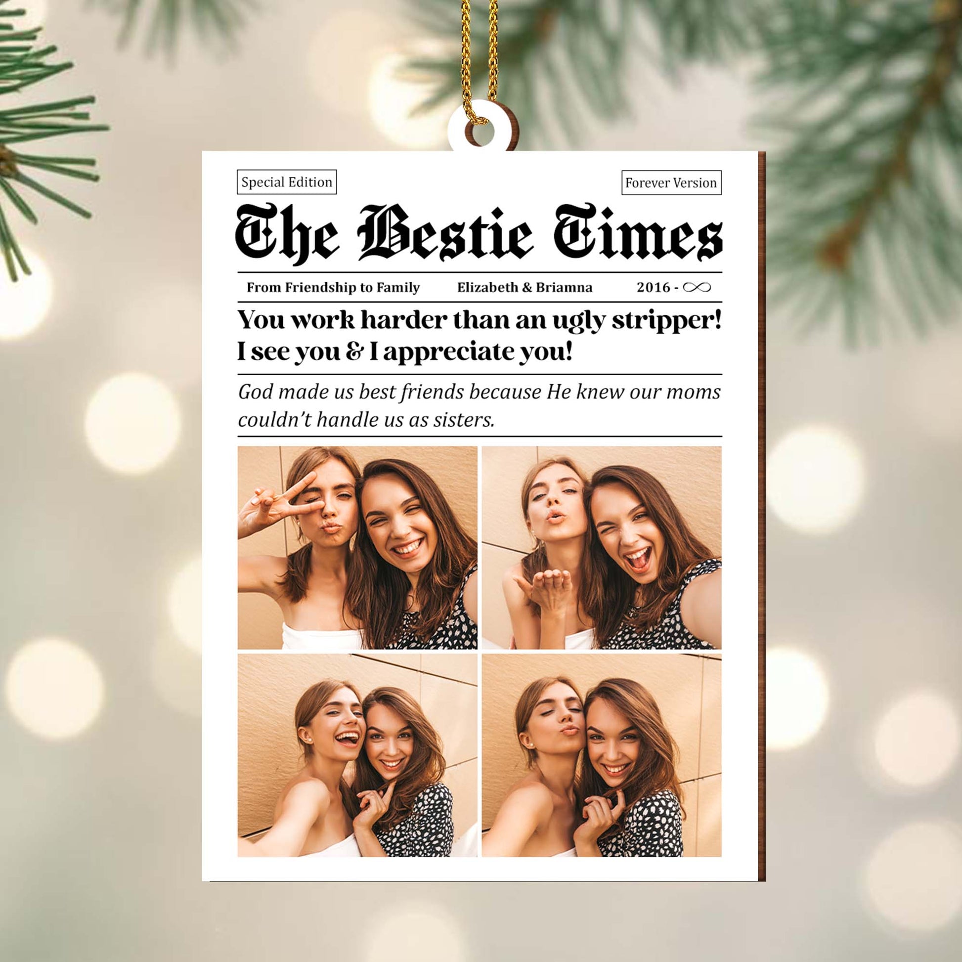 Friendship to Family Best Friends Sisters Custom Ornament